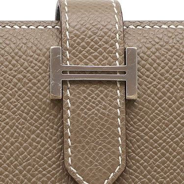 エルメス HERMES ベアンコンパクト エトゥープ ヴォーエプソン 二つ折り財布 シルバー金具 グレージュ 二つ折り