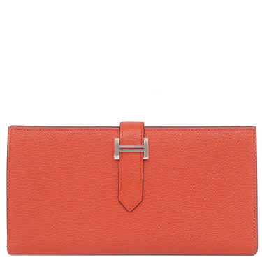 エルメス HERMES ベアンスフレ カプシ－ヌ シェブルミゾル 長財布 シルバー金具 二つ折り財布