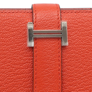 エルメス HERMES ベアンスフレ カプシ－ヌ シェブルミゾル 長財布 シルバー金具 二つ折り財布