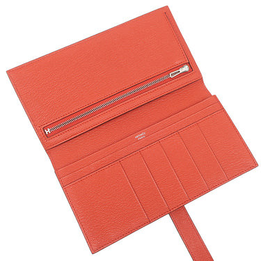 エルメス HERMES ベアンスフレ カプシ－ヌ シェブルミゾル 長財布 シルバー金具 二つ折り財布