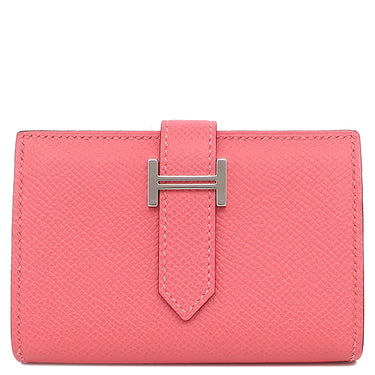エルメス HERMES ベアンミニ ローズアザレ ヴォーエプソン 二つ折り財布 シルバー金具 ピンク コンパクト 2025年製