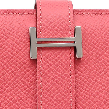 エルメス HERMES ベアンミニ ローズアザレ ヴォーエプソン 二つ折り財布 シルバー金具 ピンク コンパクト 2025年製