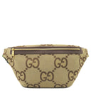 グッチ GUCCI ジャンボGG ベルトバッグ 696031 ベージュ×ブラウン レザー ジャンボGGキャンバス ボディバッグ ゴールド金具 ウエストバッグ 茶