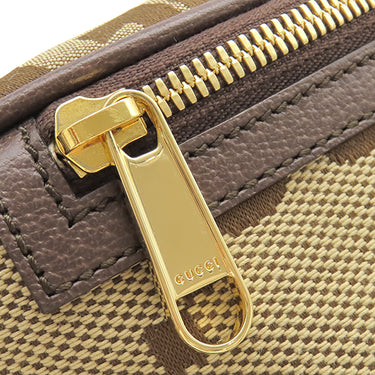 グッチ GUCCI ジャンボGG ベルトバッグ 696031 ベージュ×ブラウン レザー ジャンボGGキャンバス ボディバッグ ゴールド金具 ウエストバッグ 茶
