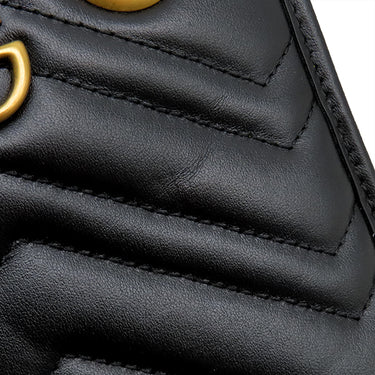 グッチ GUCCI GGマーモント キルティング 696123 ブラック レザー 2WAYバッグ ゴールド金具 黒 ショルダー ハンドバッグ