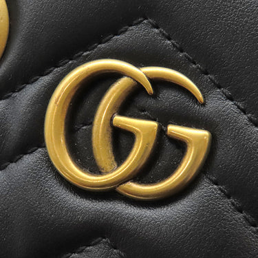 グッチ GUCCI GGマーモント キルティング 696123 ブラック レザー 2WAYバッグ ゴールド金具 黒 ショルダー ハンドバッグ