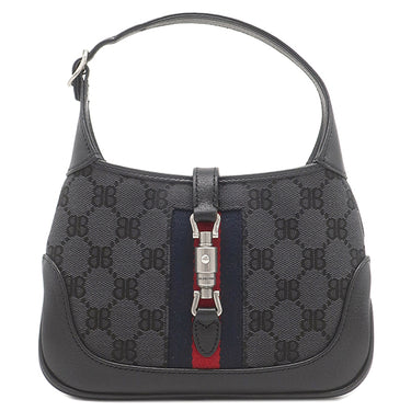 バレンシアガ BALENCIAGA ザ ハッカー プロジェクト ジャッキー 1961 680132 ブラック キャンバス レザー 2WAYバッグ シルバー金具 黒 GUCCI グッチ コラボ