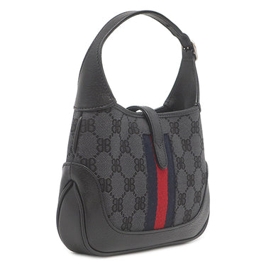バレンシアガ BALENCIAGA ザ ハッカー プロジェクト ジャッキー 1961 680132 ブラック キャンバス レザー 2WAYバッグ シルバー金具 黒 GUCCI グッチ コラボ