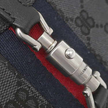 バレンシアガ BALENCIAGA ザ ハッカー プロジェクト ジャッキー 1961 680132 ブラック キャンバス レザー 2WAYバッグ シルバー金具 黒 GUCCI グッチ コラボ
