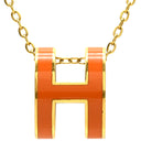 エルメス HERMES ポップアッシュ ペンダント オレンジ×ゴールド GP ラッカー ネックレス 橙 Hモチーフ POP H GD金具