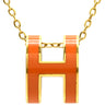 エルメス HERMES ポップアッシュ ペンダント オレンジ×ゴールド GP ラッカー ネックレス 橙 Hモチーフ POP H GD金具