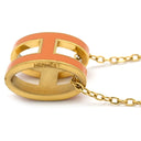 エルメス HERMES ポップアッシュ ペンダント オレンジ×ゴールド GP ラッカー ネックレス 橙 Hモチーフ POP H GD金具