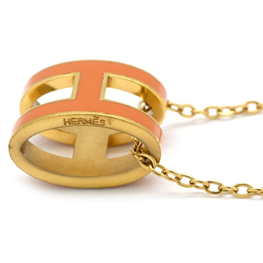 エルメス HERMES ポップアッシュ ペンダント オレンジ×ゴールド GP ラッカー ネックレス 橙 Hモチーフ POP H GD金具