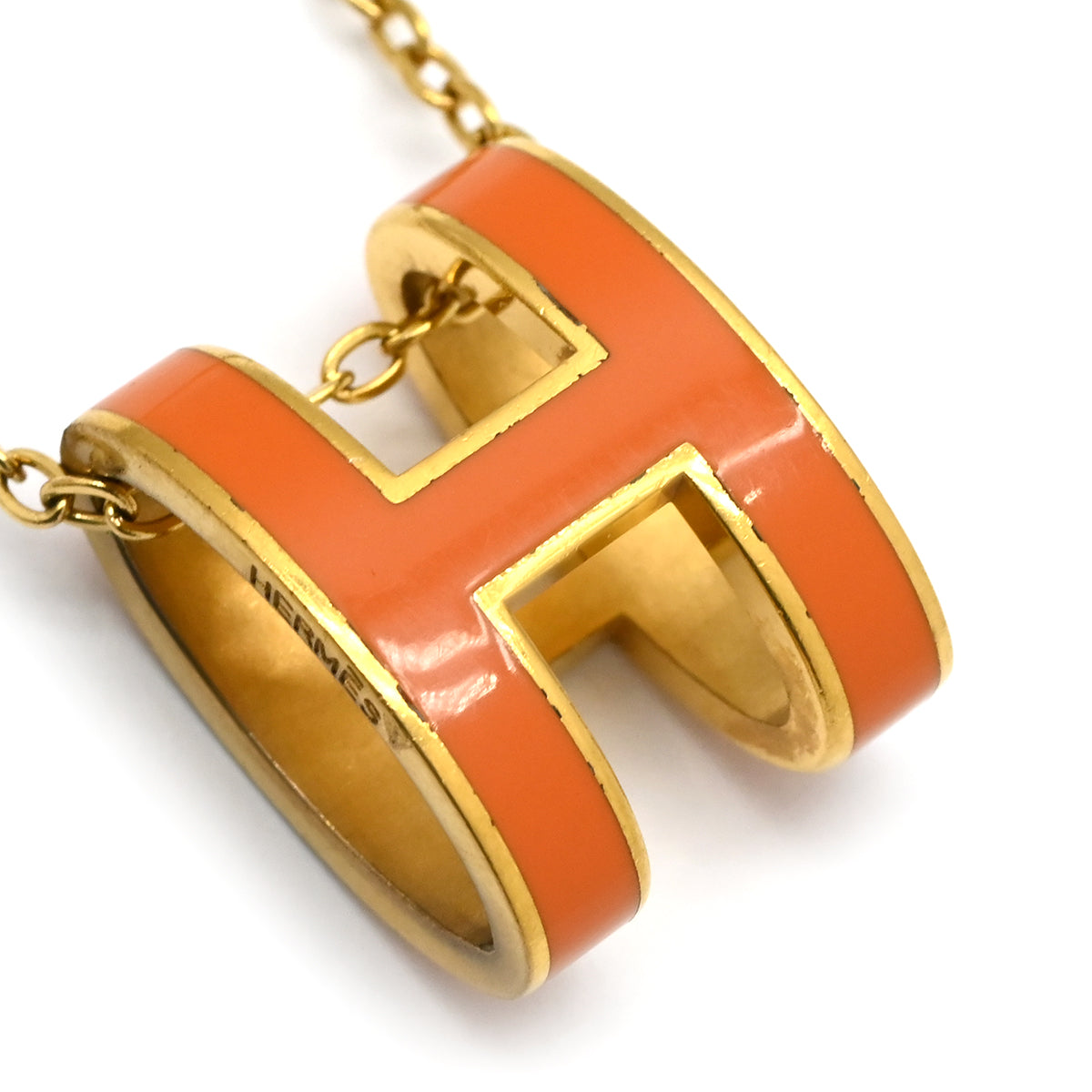 エルメス HERMES ポップアッシュ ペンダント オレンジXゴールド エルメス HERMES ポップアッシュ ペンダント オレンジXゴールド