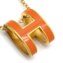 エルメス HERMES ポップアッシュ ペンダント オレンジ×ゴールド GP ラッカー ネックレス 橙 Hモチーフ POP H GD金具