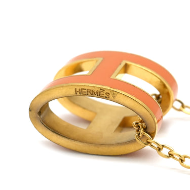 エルメス HERMES ポップアッシュ ペンダント オレンジ×ゴールド GP ラッカー ネックレス 橙 Hモチーフ POP H GD金具