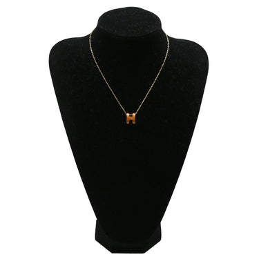 エルメス HERMES ポップアッシュ ペンダント オレンジ×ゴールド GP ラッカー ネックレス 橙 Hモチーフ POP H GD金具