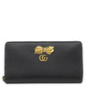グッチ GUCCI ボウ ジップアラウンド ウォレット 524291 ブラック レザー 長財布 ヴィンテージ金具 黒 ピンク GGマーモント リボンモチーフ 花柄