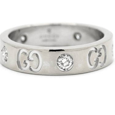 グッチ GUCCI アイコン ダイヤモンド ホワイトゴールド K18WG ダイヤモンド #5 リング 指輪 スリム ICON Au750 18K 5P 5粒 5号
