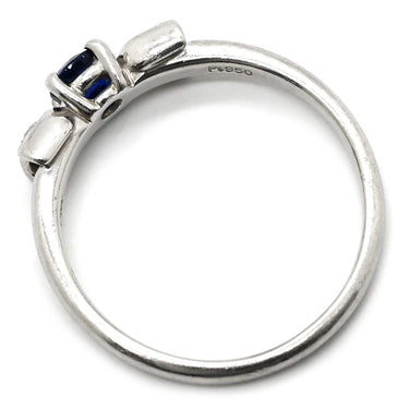 クリスチャン・ディオール Christian Dior サファイア ダイヤ イエローゴールド Pt950 ダイヤモンド サファイア リング 指輪 Pt950 リボンモチーフ ヴィンテージ 希少 12号