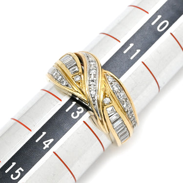 ノンブランド NON BRAND ダイヤ 0.43ct イエローゴールド×プラチナシルバー K18YG Pt900 ダイヤモンド リング 指輪 K18YG×PT900 Au750 18K コンビ クロスオーバーリング 12.5号