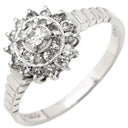 ノンブランド NON BRAND ダイヤモンド 0.40ct プラチナシルバー Pt900 ダイヤモンド リング 指輪 プラチナ フラワーモチーフ ヘイローリング 12.5号