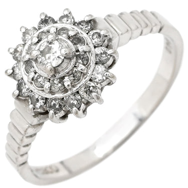 ノンブランド NON BRAND ダイヤモンド 0.40ct プラチナシルバー Pt900 ダイヤモンド リング 指輪 プラチナ フラワーモチーフ ヘイローリング 12.5号