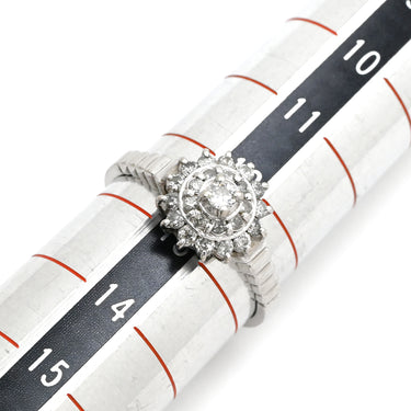 ノンブランド NON BRAND ダイヤモンド 0.40ct プラチナシルバー Pt900 ダイヤモンド リング 指輪 プラチナ フラワーモチーフ ヘイローリング 12.5号