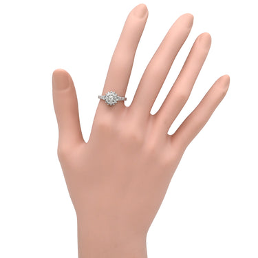 ノンブランド NON BRAND ダイヤモンド 0.40ct プラチナシルバー Pt900 ダイヤモンド リング 指輪 プラチナ フラワーモチーフ ヘイローリング 12.5号