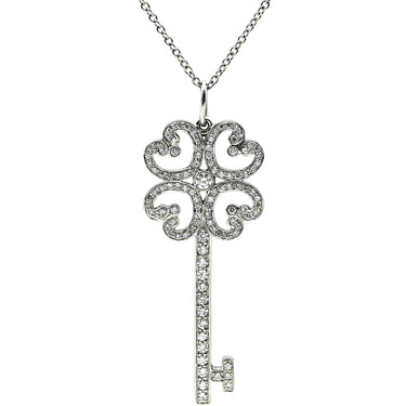 ティファニー Tiffany & Co クアトラ ハートキー ペンダント プラチナシルバー Pt950 ダイヤモンド ネックレス ダイヤモンド プラチナ 鍵モチーフ