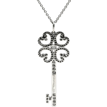 ティファニー Tiffany & Co クアトラ ハートキー ペンダント プラチナシルバー Pt950 ダイヤモンド ネックレス ダイヤモンド プラチナ 鍵モチーフ