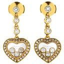 ショパール CHOPARD ハッピーダイヤモンド ハート イエローゴールド K18YG ダイヤモンド ピアス 750 YG 18金 ムービングダイヤ ドロップピアス