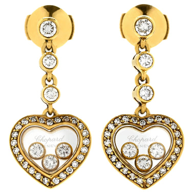 ショパール CHOPARD ハッピーダイヤモンド ハート イエローゴールド K18YG ダイヤモンド ピアス 750 YG 18金 ムービングダイヤ ドロップピアス