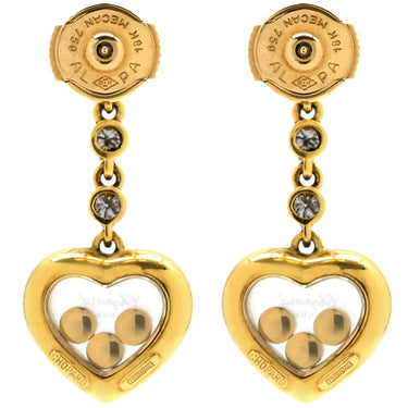 ショパール CHOPARD ハッピーダイヤモンド ハート イエローゴールド K18YG ダイヤモンド ピアス 750 YG 18金 ムービングダイヤ ドロップピアス