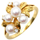 ミキモト MIKIMOTO パール ダイヤ パールホワイト×イエローゴールド K18YG パール ダイヤモンド リング 指輪 K18YG Au750 18K 18金 真珠 11号