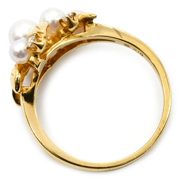 ミキモト MIKIMOTO パール ダイヤ パールホワイト×イエローゴールド K18YG パール ダイヤモンド リング 指輪 K18YG Au750 18K 18金 真珠 11号