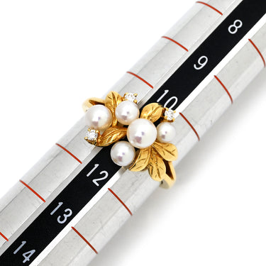 ミキモト MIKIMOTO パール ダイヤ パールホワイト×イエローゴールド K18YG パール ダイヤモンド リング 指輪 K18YG Au750 18K 18金 真珠 11号