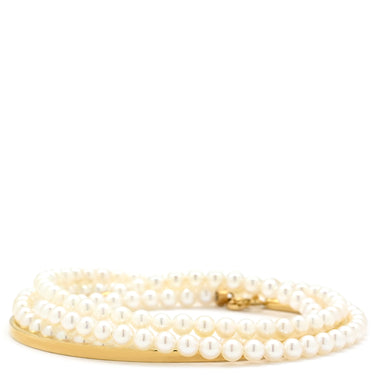 セレ CELLE ベビーパール パールホワイト×イエローゴールド K18YG パール ブレスレット CELLE 3連パール 真珠 1.3mm バングル Au750 K18 YG