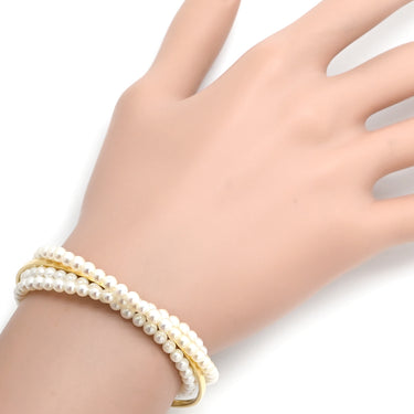 セレ CELLE ベビーパール パールホワイト×イエローゴールド K18YG パール ブレスレット CELLE 3連パール 真珠 1.3mm バングル Au750 K18 YG