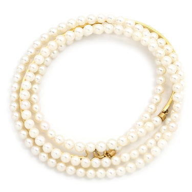 セレ CELLE ベビーパール パールホワイト×イエローゴールド K18YG パール ブレスレット CELLE 3連パール 真珠 1.3mm バングル Au750 K18 YG