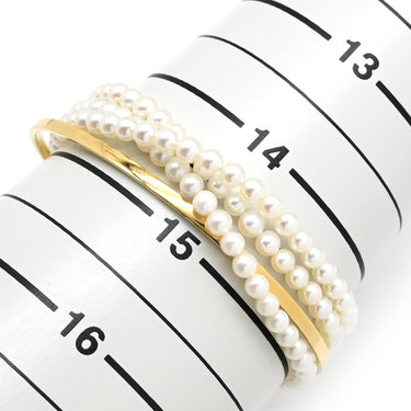 セレ CELLE ベビーパール パールホワイト×イエローゴールド K18YG パール ブレスレット CELLE 3連パール 真珠 1.3mm バングル Au750 K18 YG