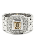 ノンブランド NON BRAND ダイヤ 0.515ct デザインリング ホワイトゴールド K18WG ダイヤモンド リング 指輪 18K 750 WG 1石 スクエアカット メレダイヤ 時計モチーフ 15号