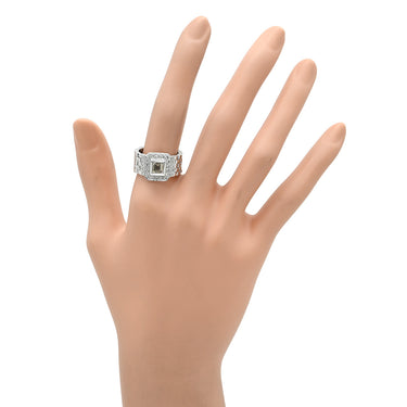 ノンブランド NON BRAND ダイヤ 0.515ct デザインリング ホワイトゴールド K18WG ダイヤモンド リング 指輪 18K 750 WG 1石 スクエアカット メレダイヤ 時計モチーフ 15号