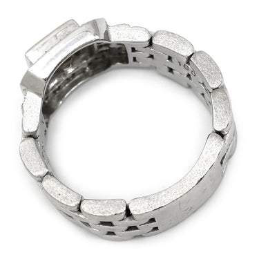 ノンブランド NON BRAND ダイヤ 0.515ct デザインリング ホワイトゴールド K18WG ダイヤモンド リング 指輪 18K 750 WG 1石 スクエアカット メレダイヤ 時計モチーフ 15号