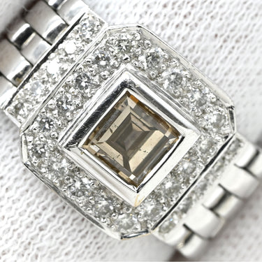 ノンブランド NON BRAND ダイヤ 0.515ct デザインリング ホワイトゴールド K18WG ダイヤモンド リング 指輪 18K 750 WG 1石 スクエアカット メレダイヤ 時計モチーフ 15号
