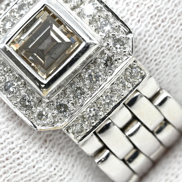ノンブランド NON BRAND ダイヤ 0.515ct デザインリング ホワイトゴールド K18WG ダイヤモンド リング 指輪 18K 750 WG 1石 スクエアカット メレダイヤ 時計モチーフ 15号