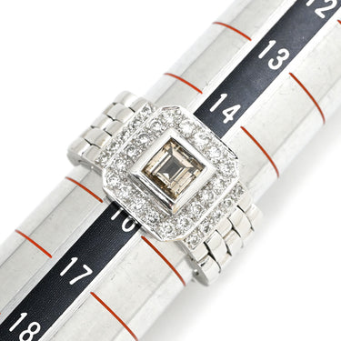ノンブランド NON BRAND ダイヤ 0.515ct デザインリング ホワイトゴールド K18WG ダイヤモンド リング 指輪 18K 750 WG 1石 スクエアカット メレダイヤ 時計モチーフ 15号