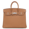 エルメス HERMES バーキン25 ゴールド トゴ ハンドバッグ シルバー金具 新品 未使用 茶 2025年製