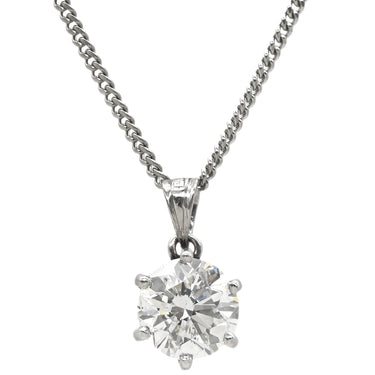 ノンブランド NON BRAND ダイヤモンド 1.51ct ソリティアペンダント プラチナシルバー Pt850 ダイヤモンド ネックレス 1P 1粒 6本爪 ブリリアントカット Ptプラチナ