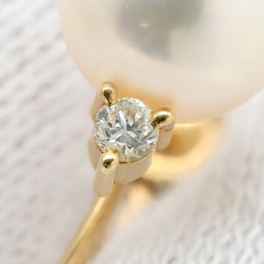 タサキ TASAKI 7mmパール ダイヤ1粒 イエローゴールド K18YG パール ダイヤモンド イヤリング 750YG Au750 ダイヤ 0.03ct パール スクリュー